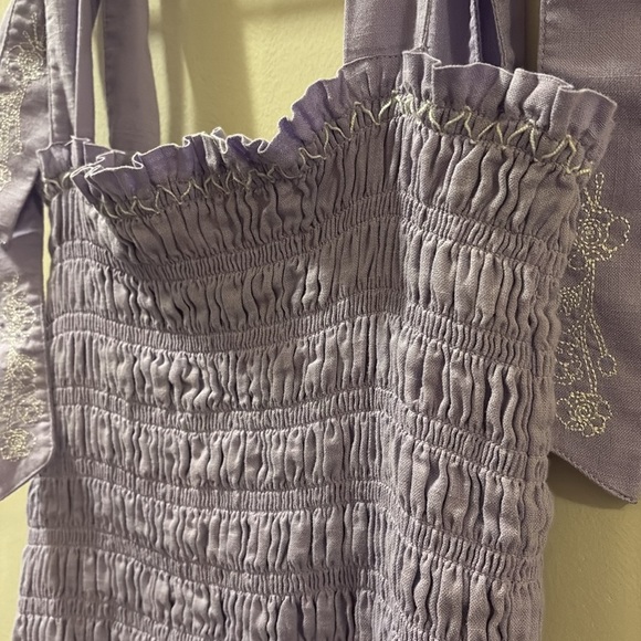 Especia Lavender Smocked Dress - size large - 100% cotton - embroidered - Picture 4 of 6
